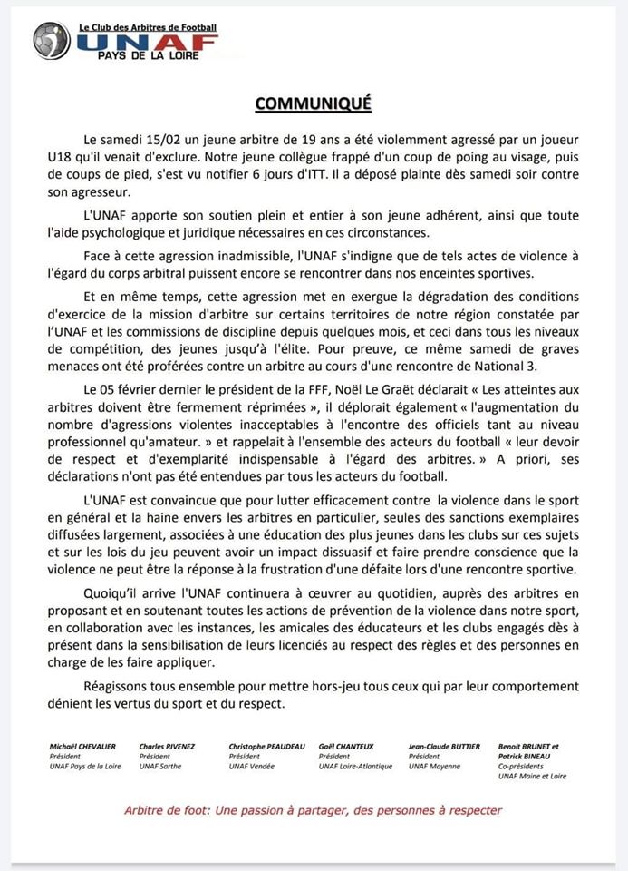 COmmuniqué UNAF 44 SR